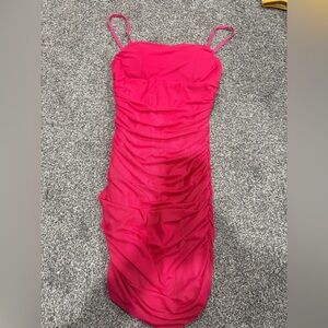Elegant Pink Ruched Dress